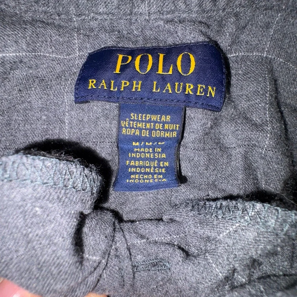Polo Ralph Lauren Sleepwear Lounge Set Gray‎ Plaid Button Up M